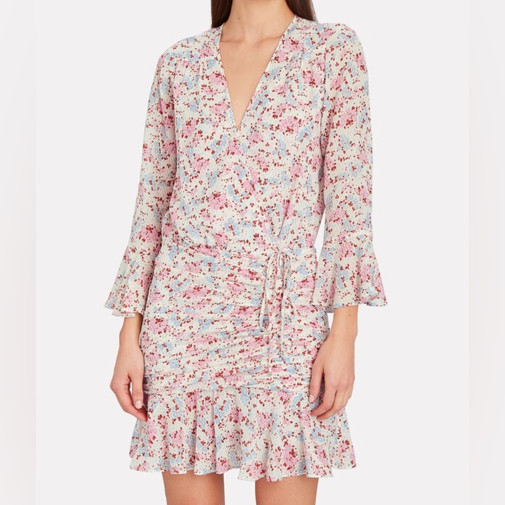 Veronica Beard Sean Ruched Floral Wrap Dress